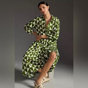 Anthropologie The Bettina Tiered Shirt Dress by Maeve Size Large Worn Once